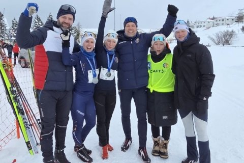 Liðsmenn TCC í Fjarðargöngunni. F.v. Þorvaldur Sveinn Guðbjörnsson, Björk Óladóttir, Magnea Guðbjörn&hellip;